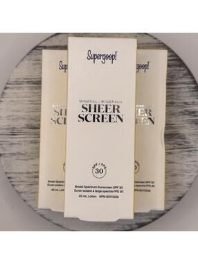 LOT OF 3 Supergoop Mineral Sheer Screen Lotion SPF 30 1.5oz/45ml - BNIB Plz read